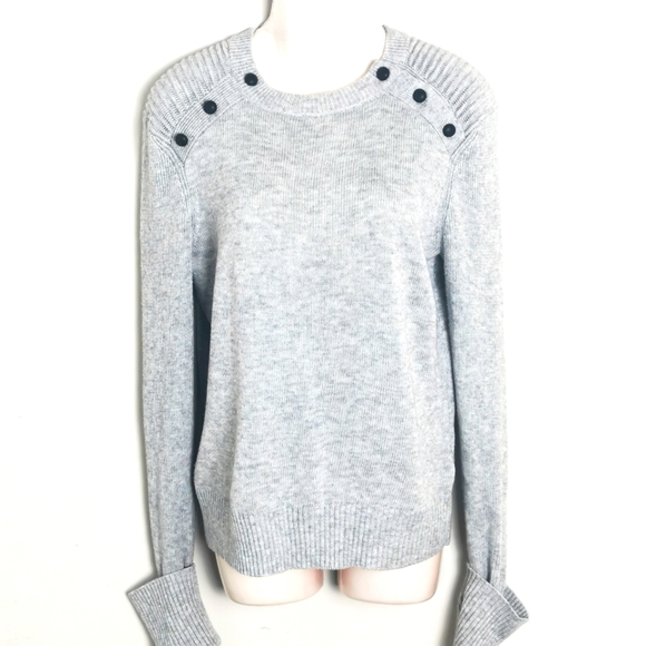 Portmans Sweaters - Portmans Knit Sweater sz M Long sleeve Merino Wool Grey black contrast button